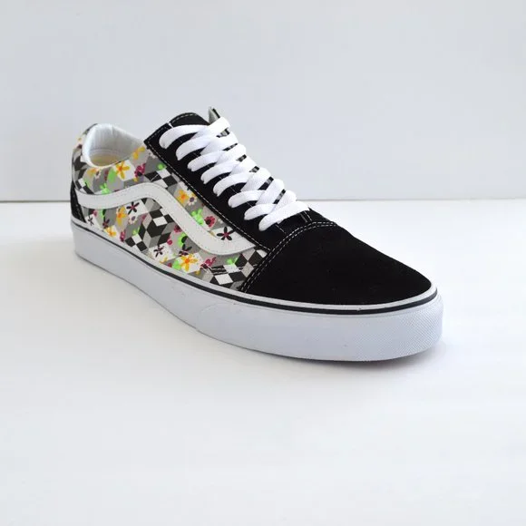 Vans old skool checker cube sneaker shoes black gray new - Picture 2 of 8